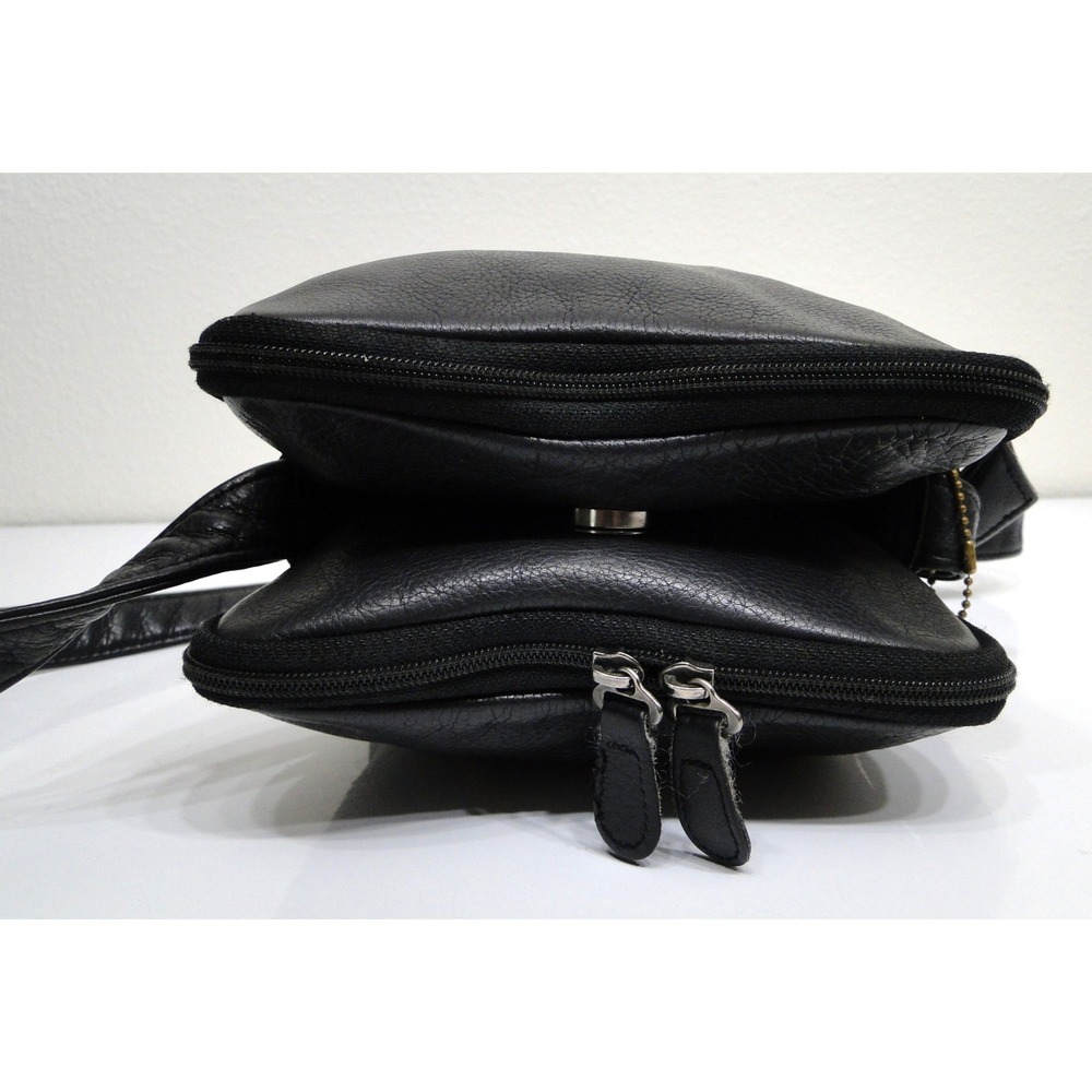 SAS Black Pebbled Leather Organizer Crossbody Bag Made in USA - Picture 10 of 15